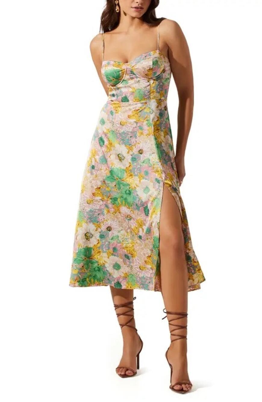 ASTR the label gala bustier cross strap midi dress small